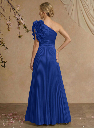 A-Line One-Shoulder Sleeveless Floor-Length Mother Of The Bride Dresses With Ruffle