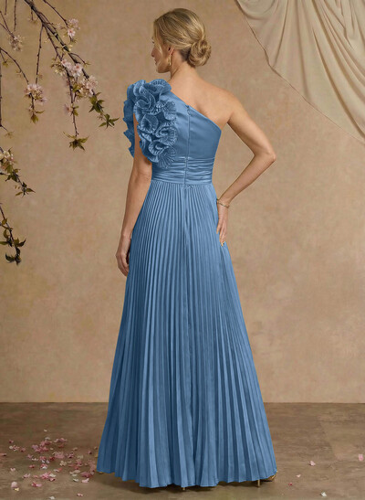 A-Line One-Shoulder Sleeveless Floor-Length Mother Of The Bride Dresses With Ruffle