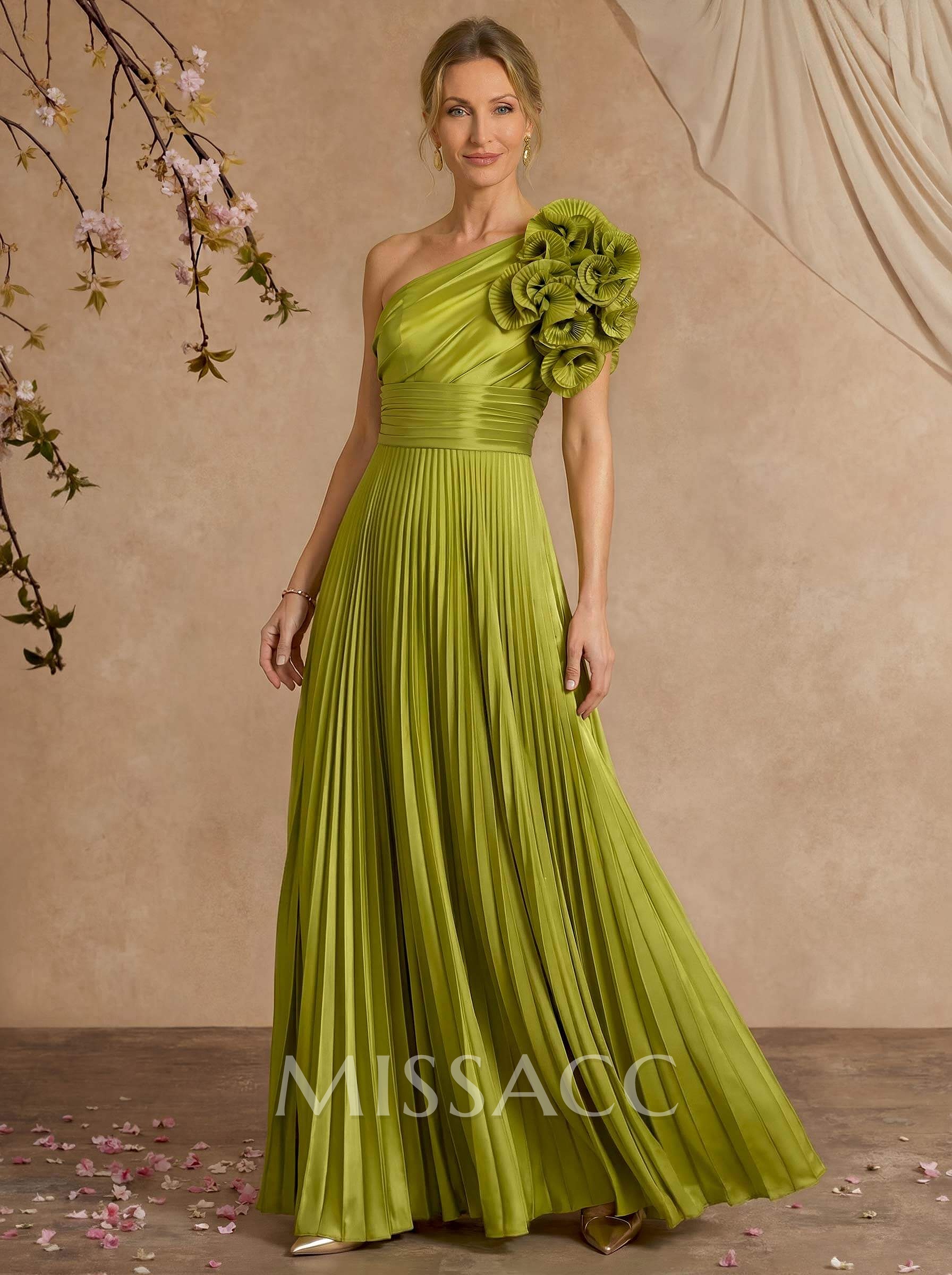 A-Line One-Shoulder Sleeveless Floor-Length Mother Of The Bride Dresses With Ruffle A-Line One-Shoulder Sleeveless Floor-Length Mother Of The Bride Dresses With Ruffle