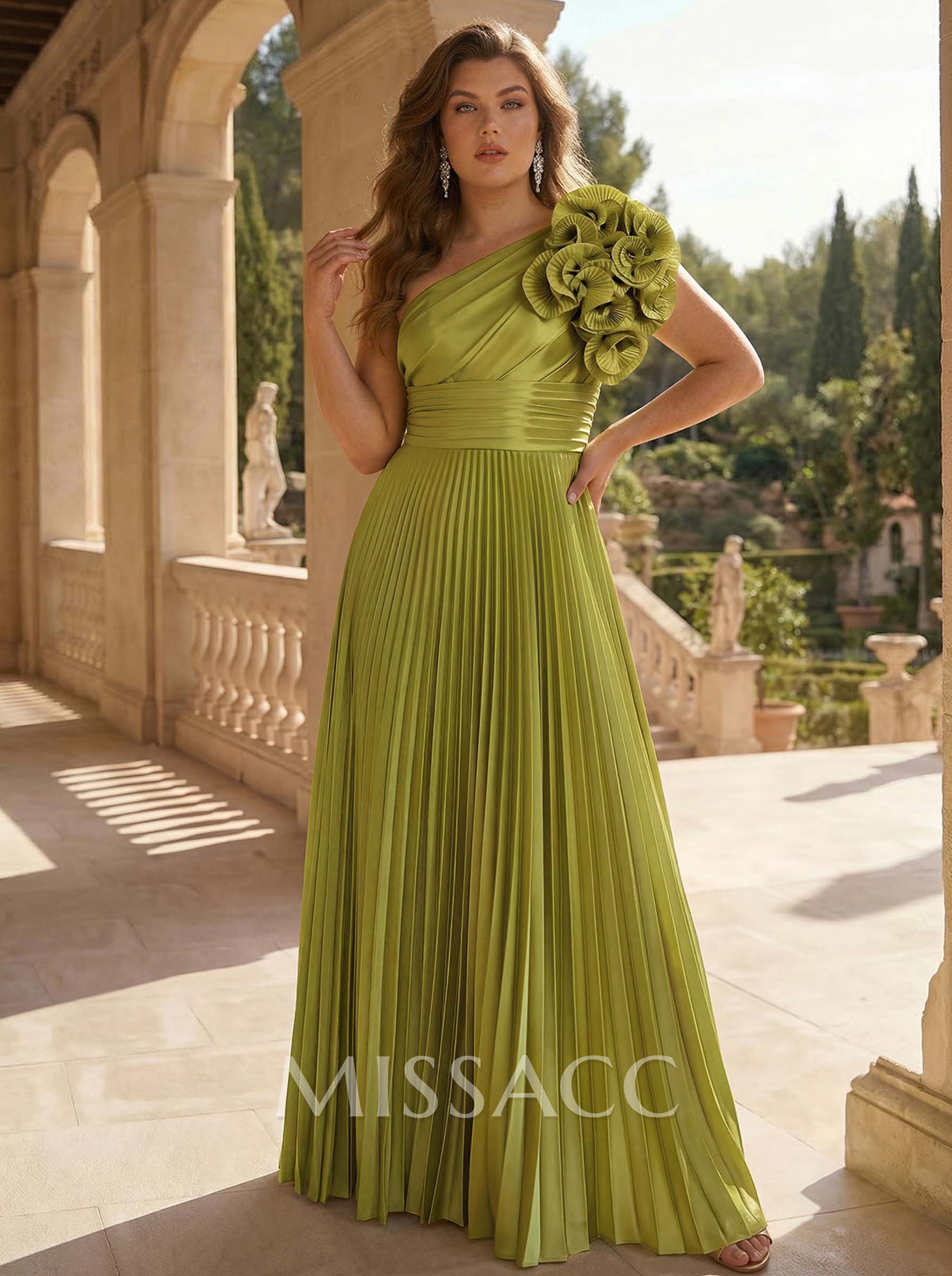 A-Line One-Shoulder Sleeveless Floor-Length Mother Of The Bride Dresses With Ruffle A-Line One-Shoulder Sleeveless Floor-Length Mother Of The Bride Dresses With Ruffle