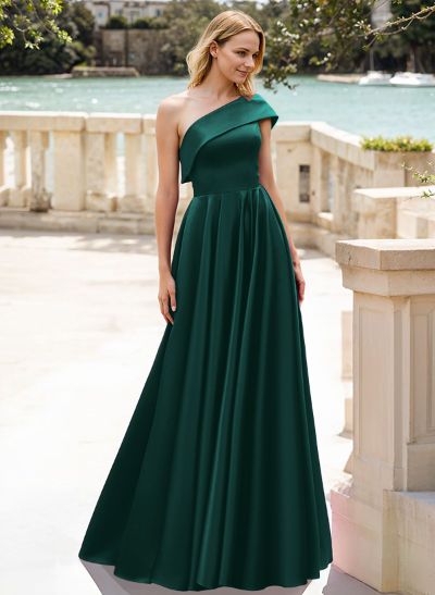 A-Line One-Shoulder Satin Mother Of The Bride Dresses