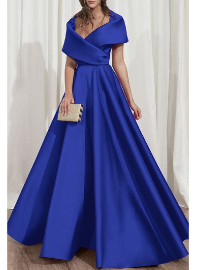 A-Line V-Neck Sleeveless Floor-Length Satin Mother Of The Bride Dresses