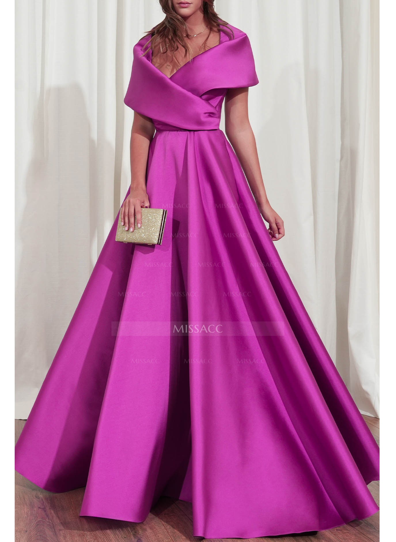 A-Line V-Neck Sleeveless Floor-Length Satin Mother Of The Bride Dresses