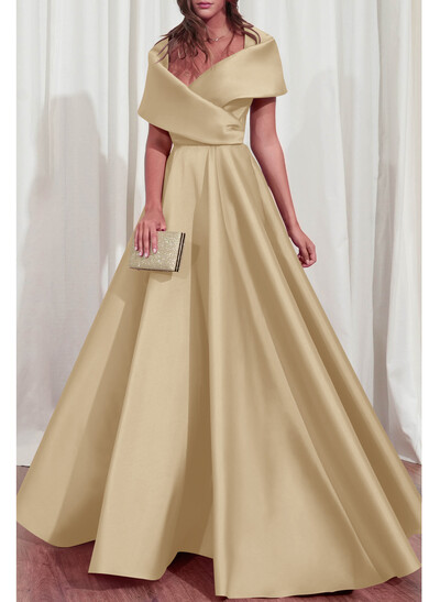 A-Line V-Neck Sleeveless Floor-Length Satin Mother Of The Bride Dresses