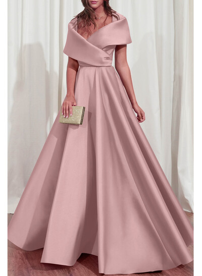 A-Line V-Neck Sleeveless Floor-Length Satin Mother Of The Bride Dresses