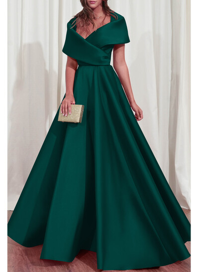 A-Line V-Neck Sleeveless Floor-Length Satin Mother Of The Bride Dresses