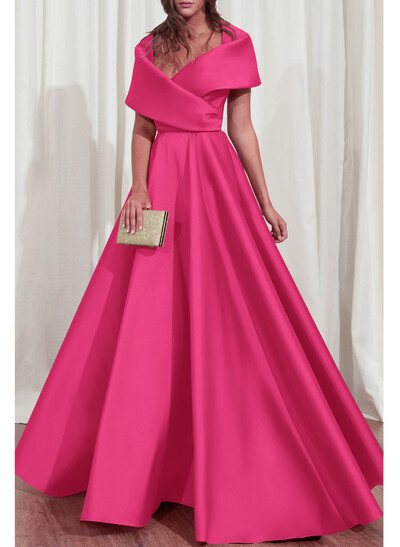 A-Line V-Neck Sleeveless Floor-Length Satin Mother Of The Bride Dresses