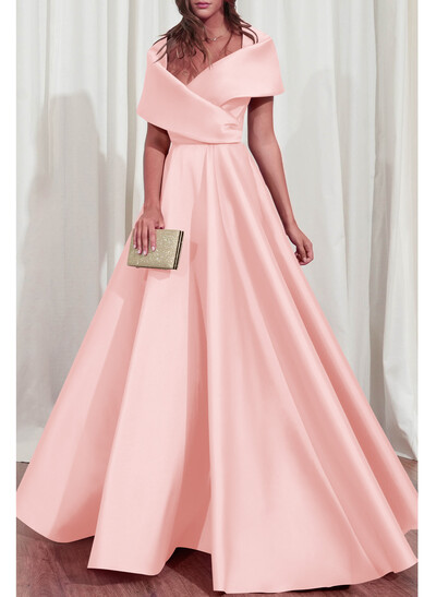 A-Line V-Neck Sleeveless Floor-Length Satin Mother Of The Bride Dresses