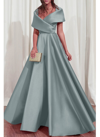A-Line V-Neck Sleeveless Floor-Length Satin Mother Of The Bride Dresses