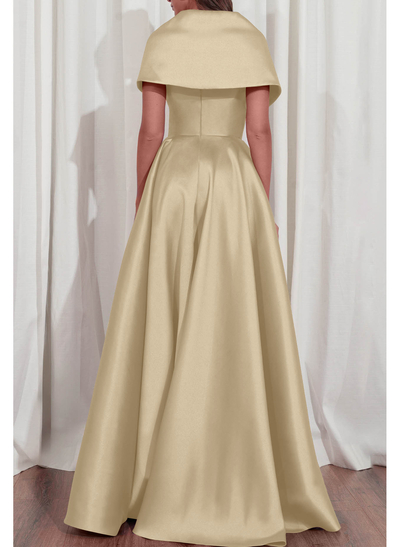 A-Line V-Neck Sleeveless Floor-Length Satin Mother Of The Bride Dresses