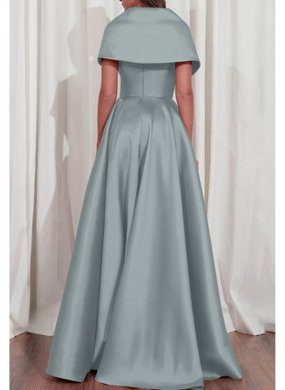 A-Line V-Neck Sleeveless Floor-Length Satin Mother Of The Bride Dresses