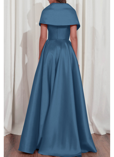 A-Line V-Neck Sleeveless Floor-Length Satin Mother Of The Bride Dresses