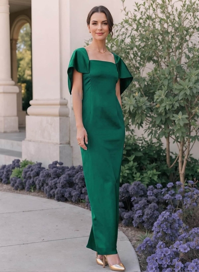 Sheath/Column Square Neckline Silk Like Satin Mother Of The Bride Dresses With Bow(s)