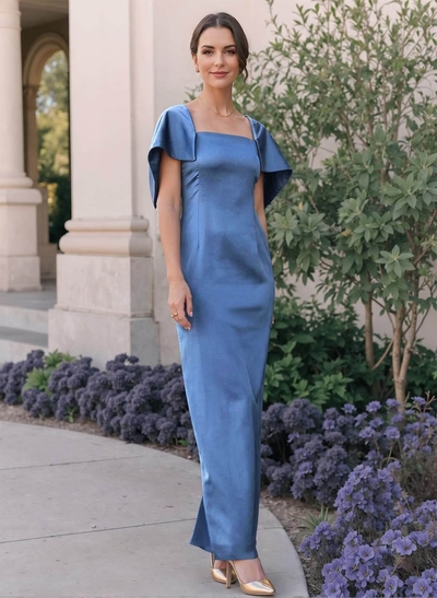 Sheath Square Neckline Silky Satin Mother Of The Bride Dress With Bows