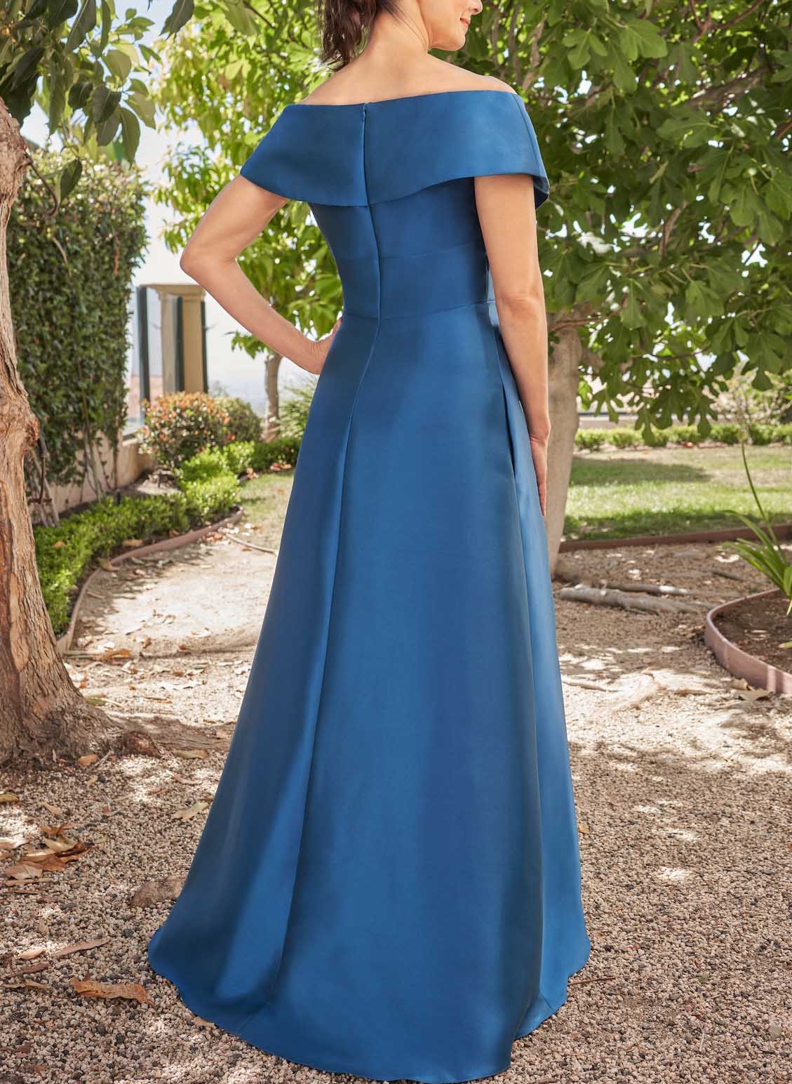 Cap Shoulder A-Line Satin Mother Of The Bride Dresses With Pockets