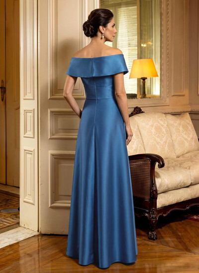 Cap Shoulder A-Line Satin Mother Of The Bride Dresses With Pockets