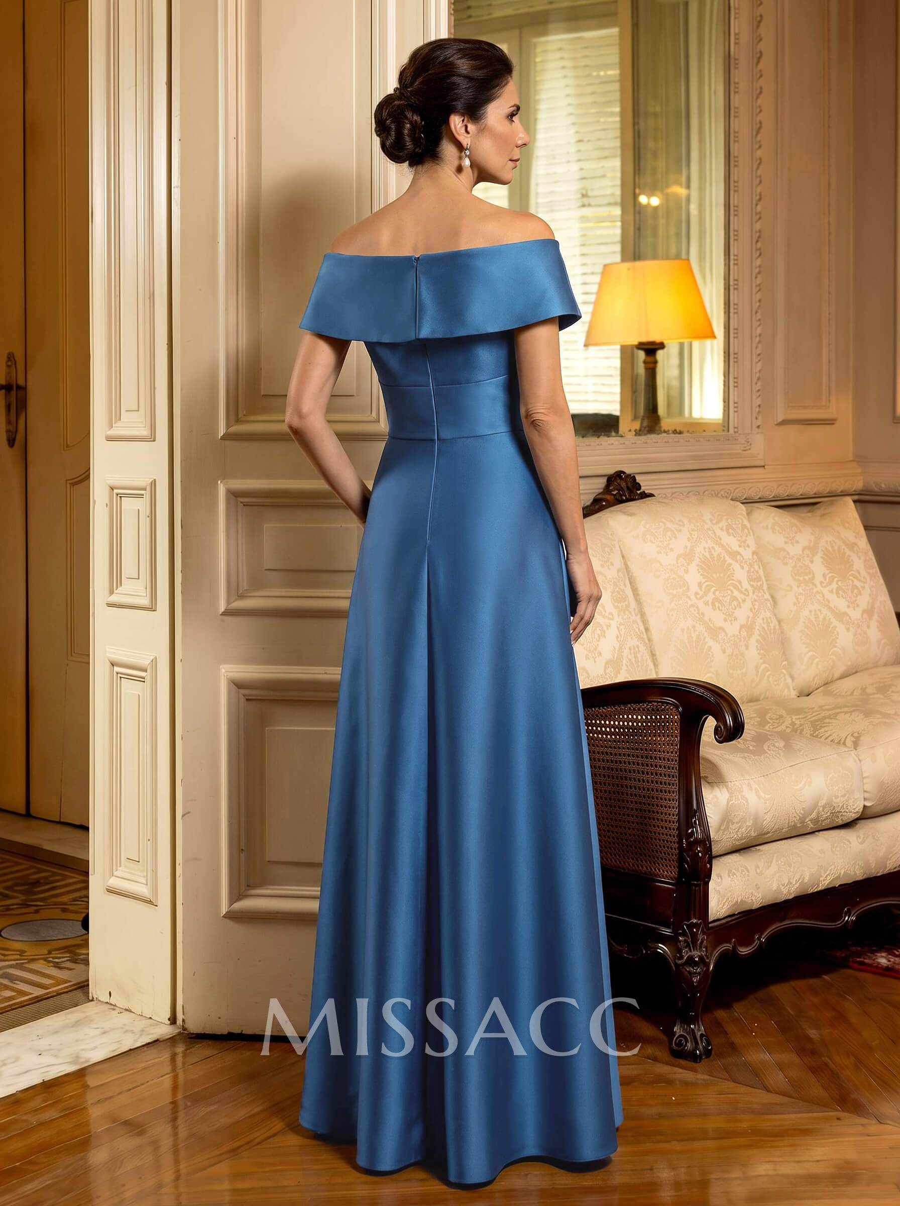 Cap Shoulder A-Line Satin Mother Of The Bride Dresses With Pockets