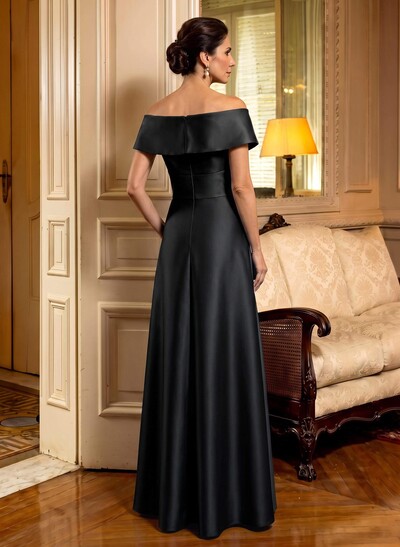 Cap Shoulder A-Line Satin Mother Of The Bride Dresses With Pockets