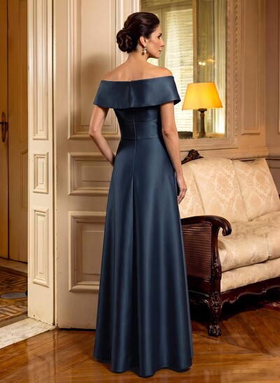 Cap Shoulder A-Line Satin Mother Of The Bride Dresses With Pockets
