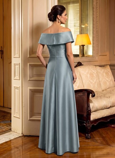 Cap Shoulder A-Line Satin Mother Of The Bride Dresses With Pockets