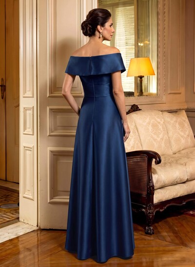 Cap Shoulder A-Line Satin Mother Of The Bride Dresses With Pockets
