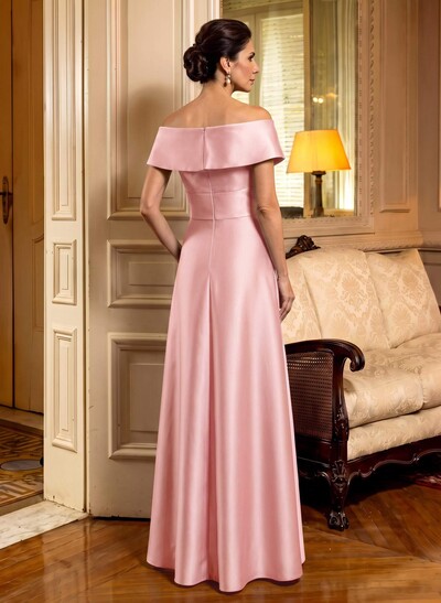 Cap Shoulder A-Line Satin Mother Of The Bride Dresses With Pockets