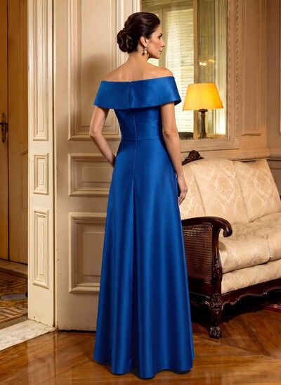 Cap Shoulder A-Line Satin Mother Of The Bride Dresses With Pockets