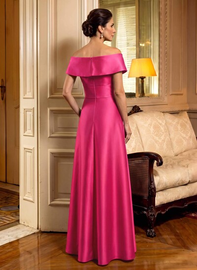 Cap Shoulder A-Line Satin Mother Of The Bride Dresses With Pockets