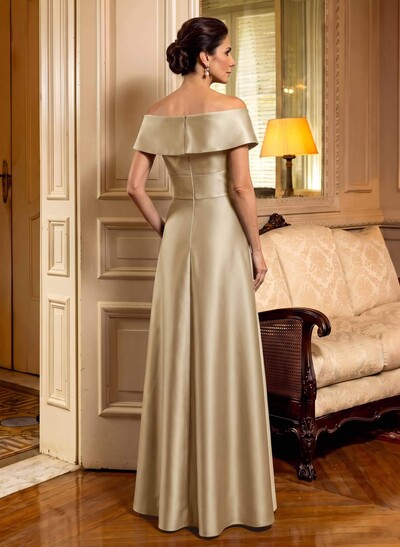 Cap Shoulder A-Line Satin Mother Of The Bride Dresses With Pockets