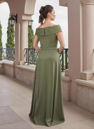 A-Line Off-The-Shoulder Silk Like Satin Mother Of The Bride Dresses With Ruffle