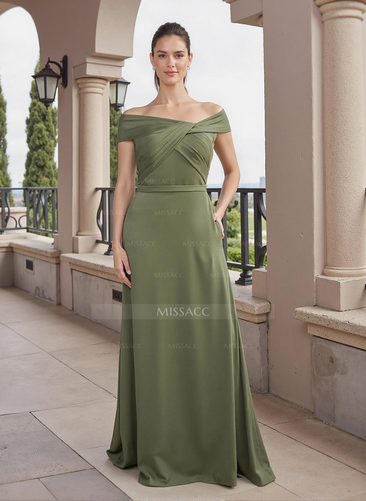 A-Line Off-The-Shoulder Silk Like Satin Mother Of The Bride Dresses With Ruffle