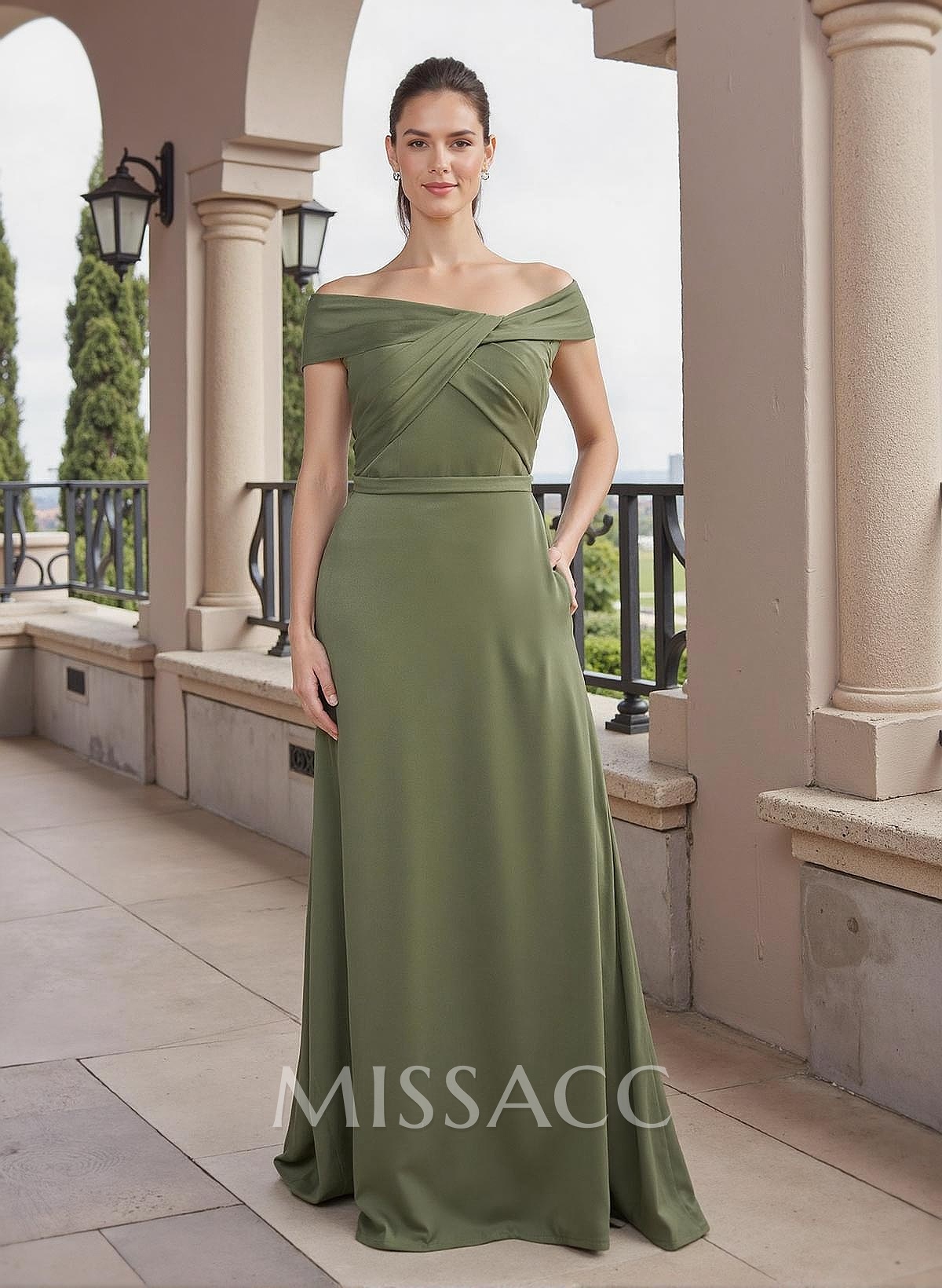 A-Line Off-The-Shoulder Silk Like Satin Mother Of The Bride Dresses With Ruffle