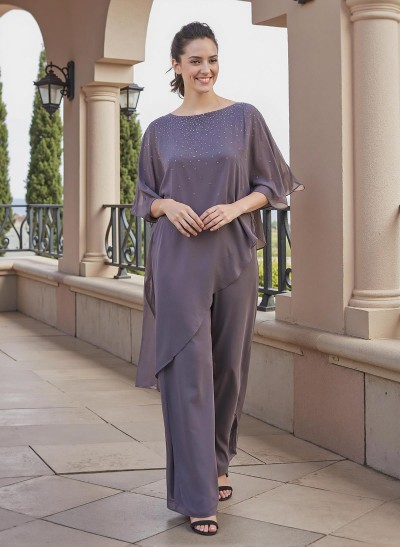 Jumpsuit/Pantsuit Beading Wrap Chiffon Mother Of The Bride Dresses