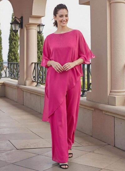 Jumpsuit/Pantsuit Beading Wrap Chiffon Mother Of The Bride Dresses