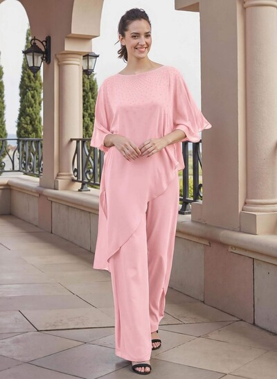 Jumpsuit/Pantsuit Beading Wrap Chiffon Mother Of The Bride Dresses