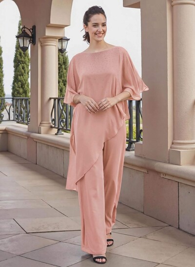 Jumpsuit/Pantsuit Beading Wrap Chiffon Mother Of The Bride Dresses