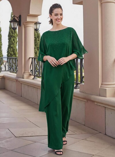 Jumpsuit/Pantsuit Beading Wrap Chiffon Mother Of The Bride Dresses