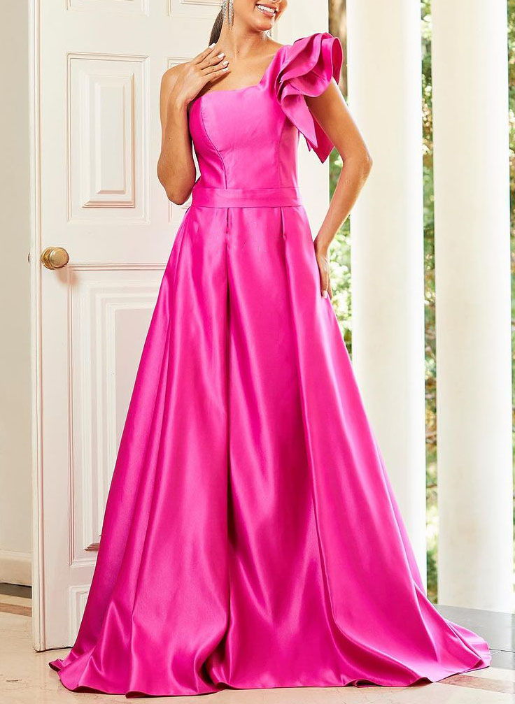 Elegant One-Shoulder A-Line Satin Mother Of The Bride Dresses