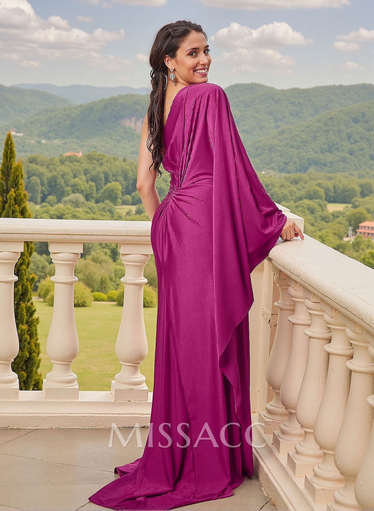 One-Shoulder Cape Sheath/Column Mother Of The Bride Dresses