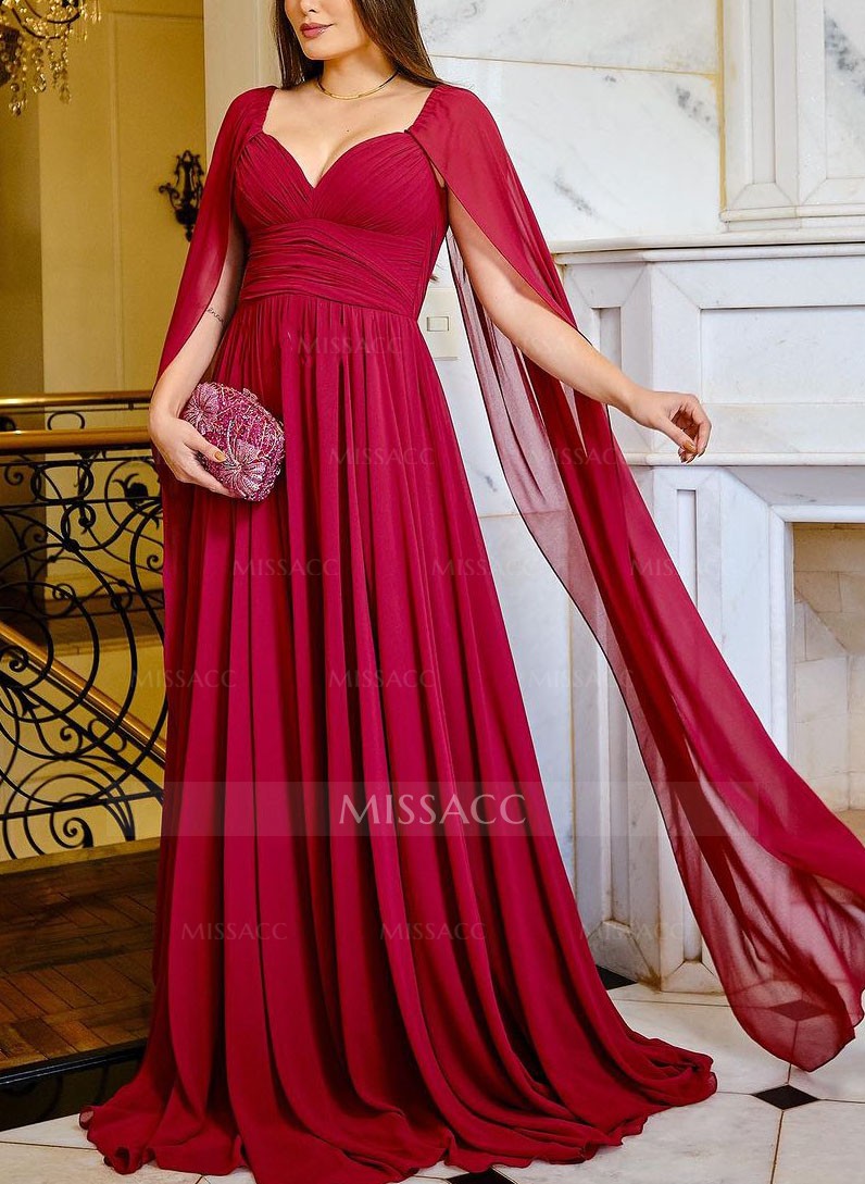 Cape A-Line Chiffon Sweetheart Mother Of The Bride Dresses