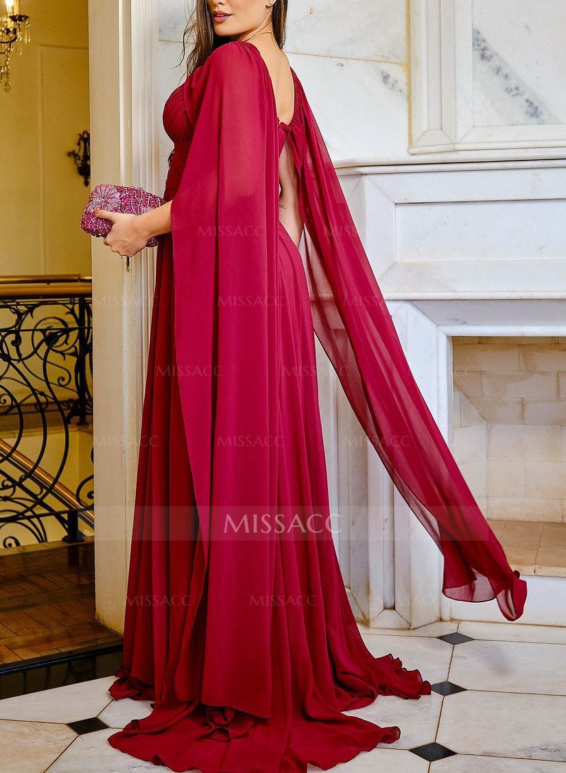 Cape A-Line Chiffon Sweetheart Mother Of The Bride Dresses