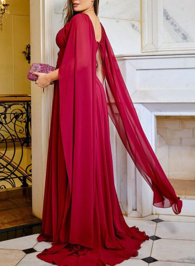 Cape A-Line Chiffon Sweetheart Mother Of The Bride Dresses