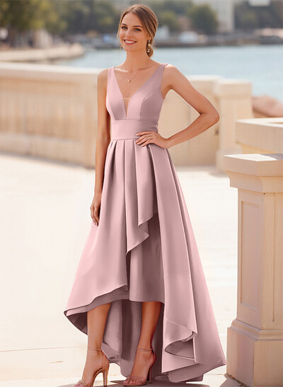 A-Line V-Neck Sleeveless Floor-Length Satin Mother Of The Bride Dresses