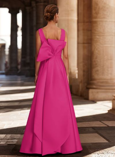 V-Neck Satin A-Line Mother Of The Bride Dresses With Bow