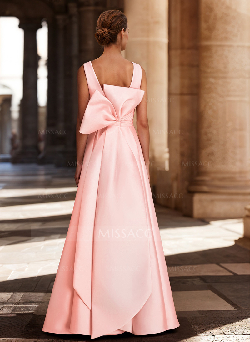 V-Neck Satin A-Line Mother Of The Bride Dresses With Bow