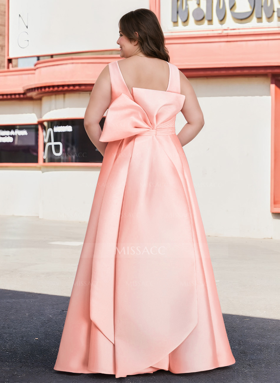 V-Neck Satin A-Line Mother Of The Bride Dresses With Bow