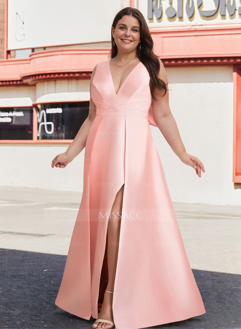 V-Neck Satin A-Line Mother Of The Bride Dresses With Bow