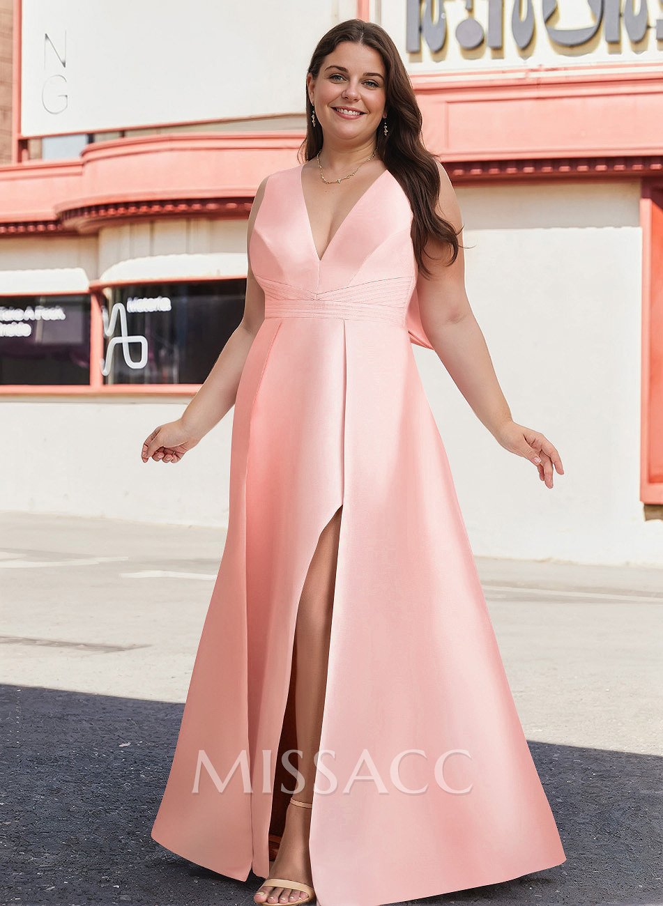 V-Neck Satin A-Line Mother Of The Bride Dresses With Bow V-Neck Satin A-Line Mother Of The Bride Dresses With Bow
