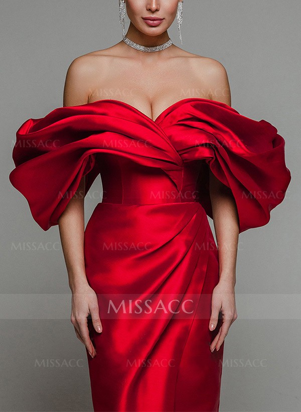 Sheath/Column Off-The-Shoulder Sleeveless Satin Mother Of The Bride Dresses