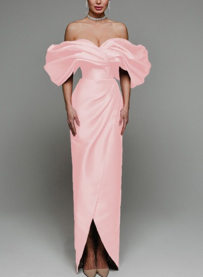 Sheath/Column Off-The-Shoulder Sleeveless Satin Mother Of The Bride Dresses